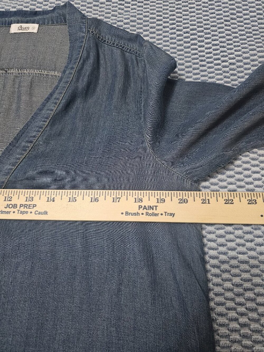 GLAM American Made Tencel Soft Denim Drawstring Waist Dress 3/4 Sleeves Size M - Picture 6 of 8